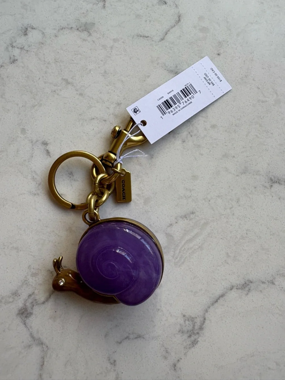 COACH Purple Multi Snail Charm Key & Card Holder Accent